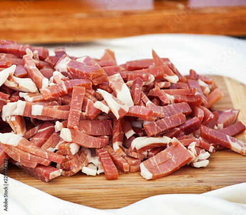 Raw ham, typical high quality Italian salami