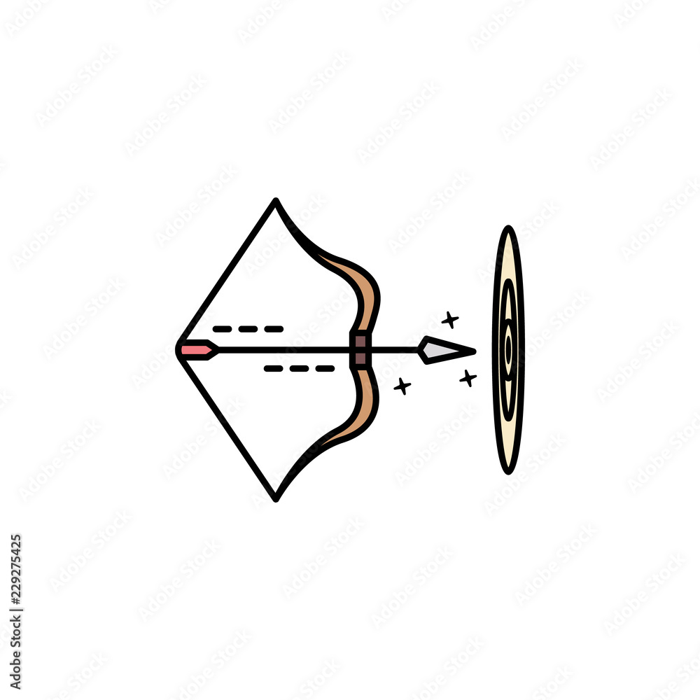 Bow icon. Element of color ancient greece icon for mobile concept and web apps. Colored Bow icon can be used for web and mobile Bow icon. Element of color ancient greece icon for mobile concept and web apps. Colored Bow icon can be used for web and mobile