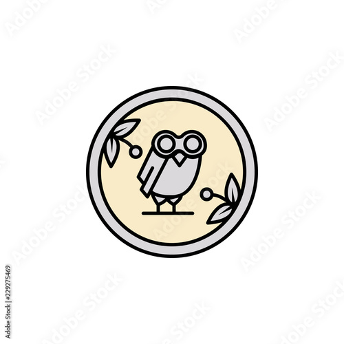 Coin, owl icon. Element of color ancient greece  icon for mobile concept and web apps. Colored Coin, owl icon can be used for web and mobile