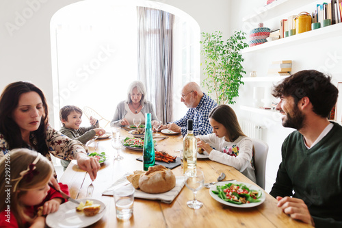 Family dining at home. photo