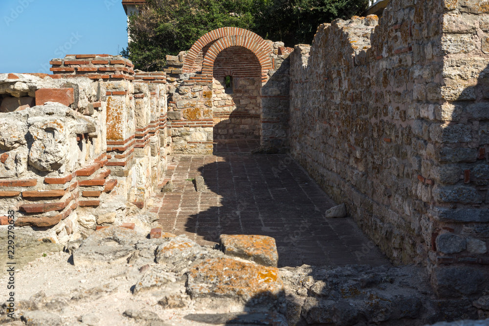 Ruins of Ancient Church of the Holy Mother Eleusa in the town of Nessebar, Burgas Region, Bulgaria