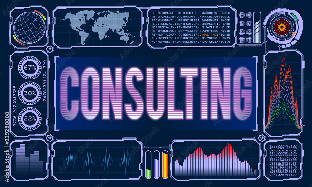 Obraz premium Futuristic User Interface With the Word Consulting