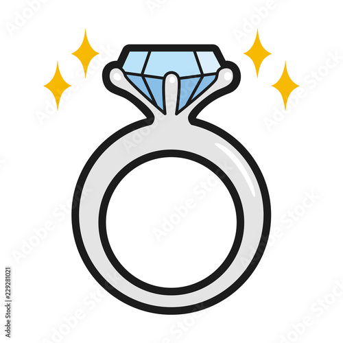 指輪のイラスト。ダイヤモンドが輝く結婚指輪のイラスト。