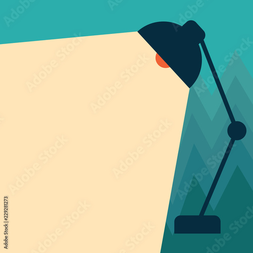 Flat design business Vector Illustration Empty template Layout for invitation greeting card promotion poster voucher. Table Pendant Lampshade Adjustable with Light Beam Ray space for Text