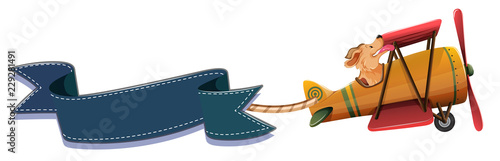 Dog riding plane banner