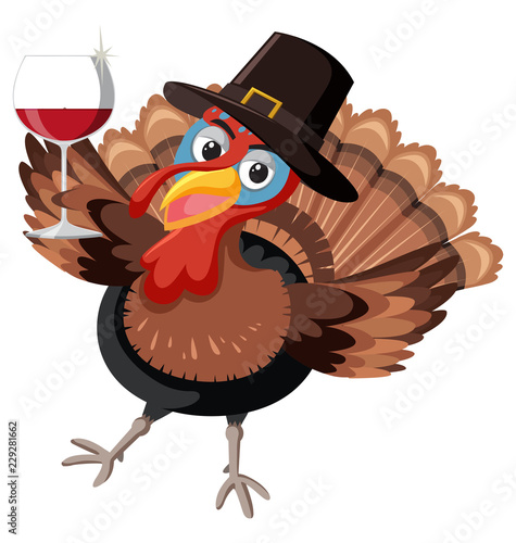 A happy turkey character
