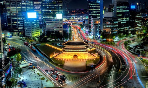 Wallpaper Mural View of downtown at namdaemun gate in Seoul south Korea  Torontodigital.ca