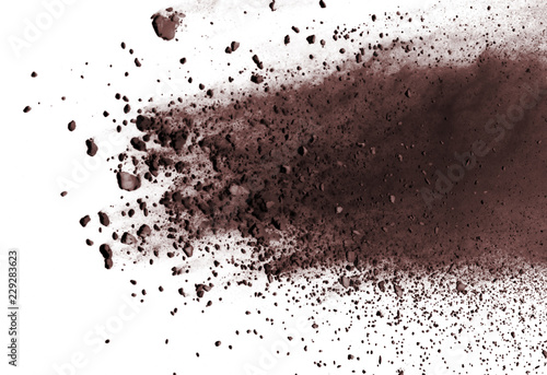 Obraz na plátně Dry soil explosion on white background.