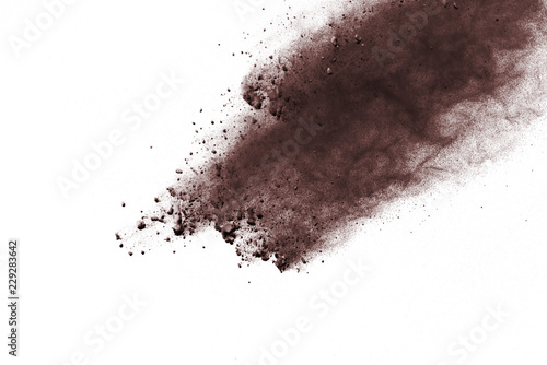 Canvas-taulu Dry soil explosion on white background.
