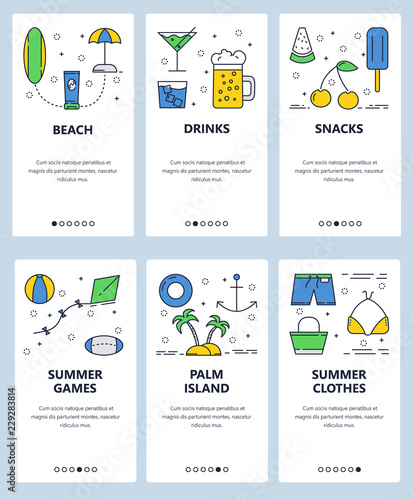 Vector line art web and mobile app template set
