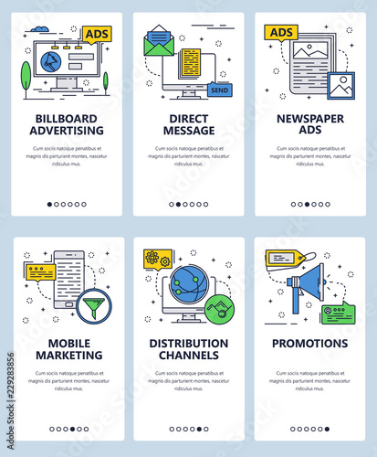 Vector line art web and mobile app template set