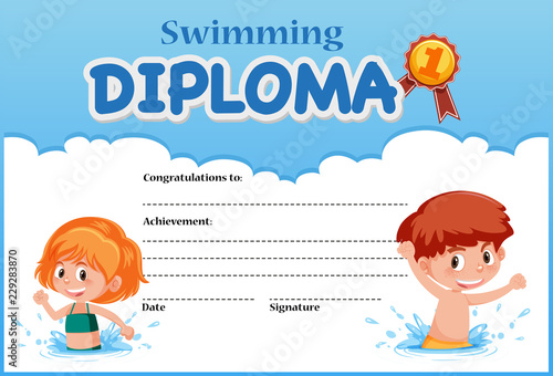 Swimming diploma certificate template