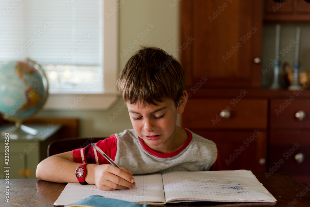 little boy doing his homework little boy doing his homework