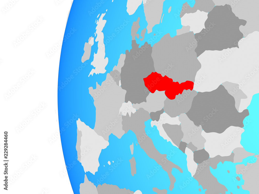 Czechoslovakia on globe