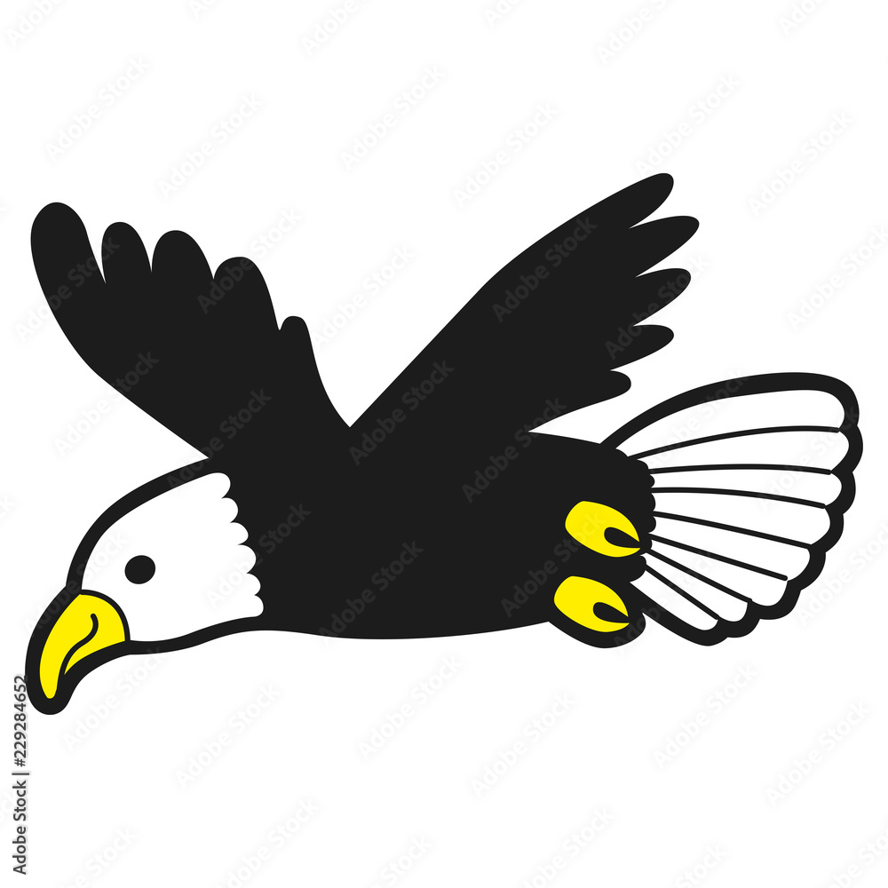 鳥のイラスト 大きな翼で羽ばたいている鷲 Stock Vector Adobe Stock