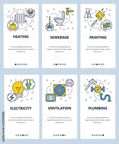 Vector line art web and mobile app template set