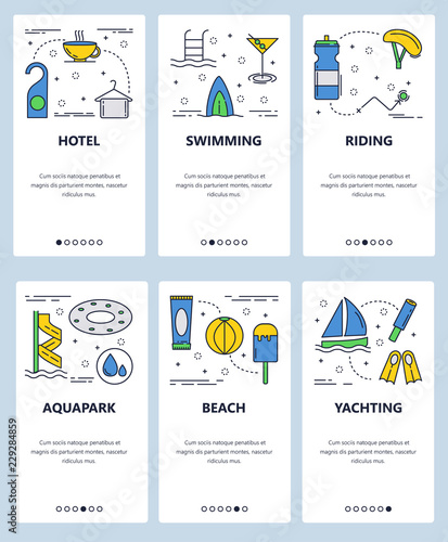 Vector line art web and mobile app template set