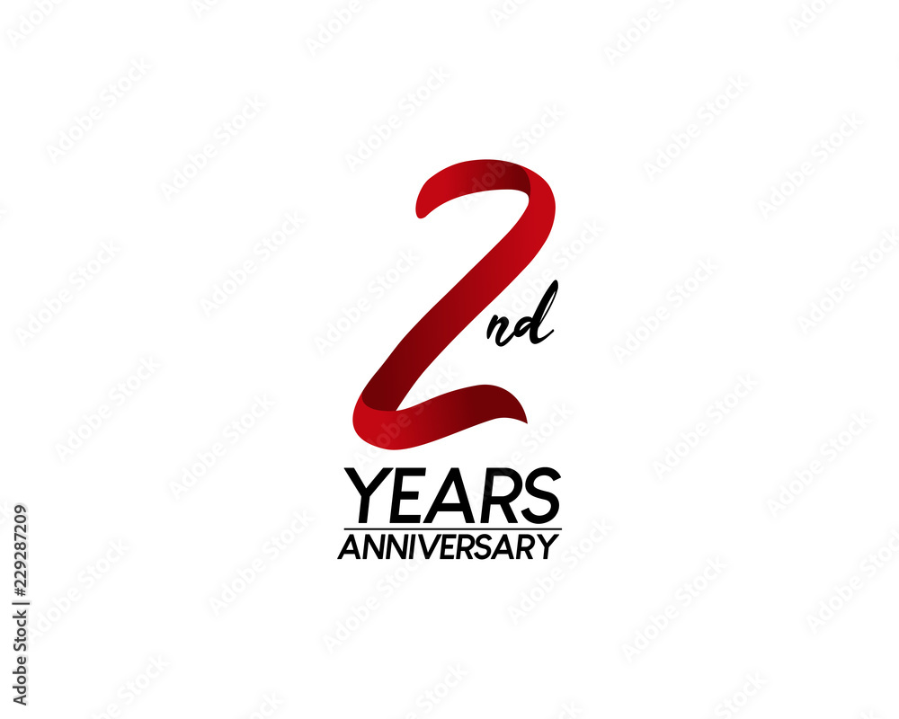 Fototapeta premium 2 anniversary logo vector red ribbon