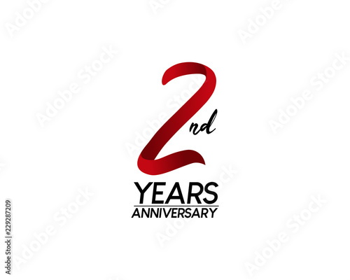 2 anniversary logo vector red ribbon