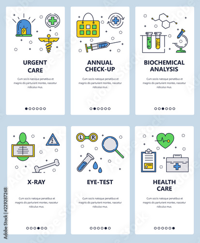Vector line art web and mobile app template set