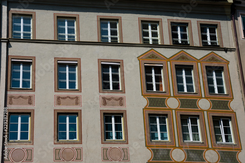 Old building painted facade. Munich, Germany