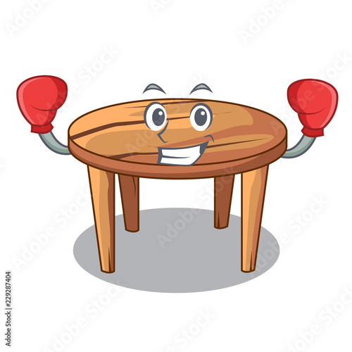 Boxing character wooden table in the restaurant