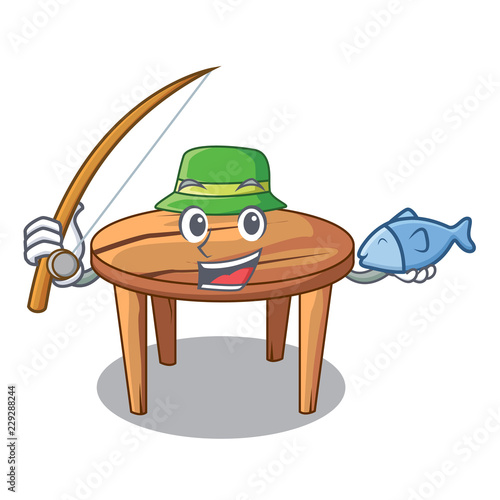 Fishing cartoon wooden dining table in kitchen