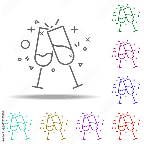 glasses of champagne dusk icon. Elements of Birthday in multi color style icons. Simple icon for websites, web design, mobile app, info graphics