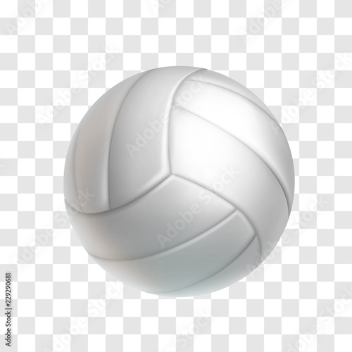 Realistic white volleyball ball isolated on transparent background. Sports equipment for team game vector illustration. Leather ball for beach volleyball or water polo. Outdoors leisure and activity photo