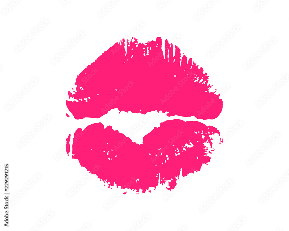 Glamour pink lips imprint isolated on white background. Charming lipstick kiss vector illustration. Valentines day romantic symbol. Sexy and passionate kiss silhouette. Sweet sensual love element Glamour pink lips imprint isolated on white background. Charming lipstick kiss vector illustration. Valentines day romantic symbol. Sexy and passionate kiss silhouette. Sweet sensual love element