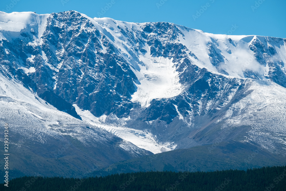 Mountains covered with snow. Northern Chuysky Range, Altai, Russia