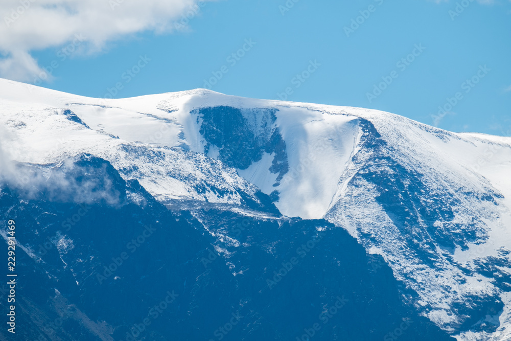 Mountains covered with snow. Northern Chuysky Range, Altai, Russia