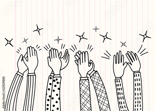 Human hands clapping ovation. doodle style ,vector illustration