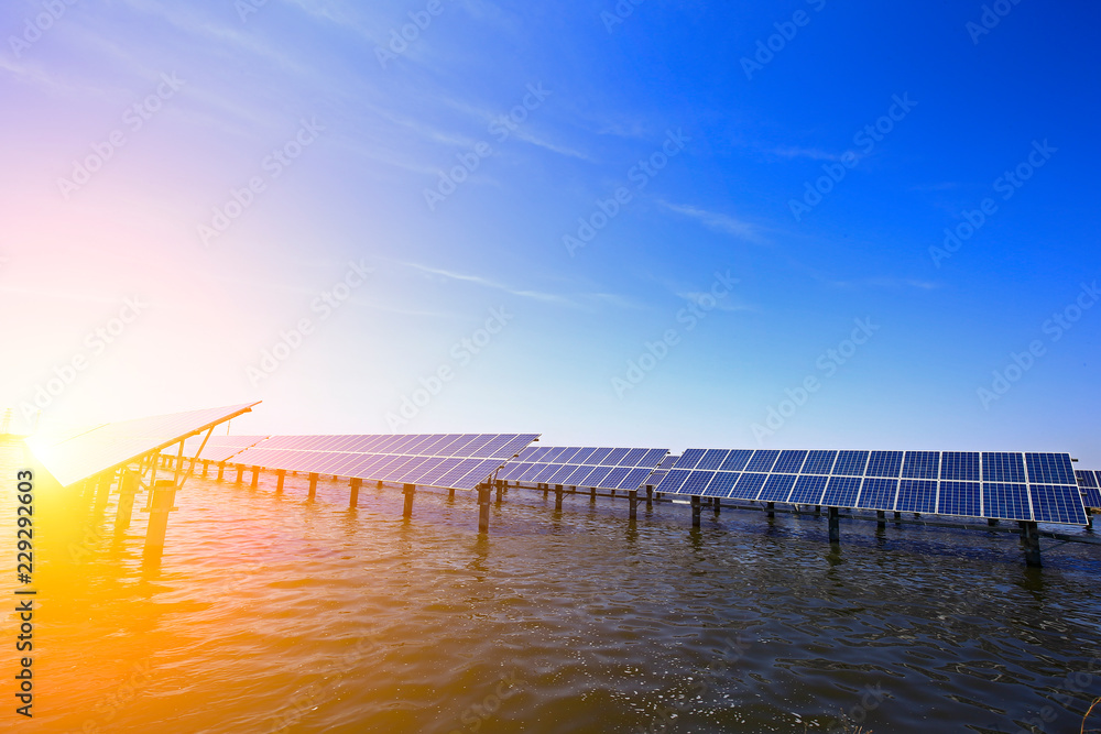 Solar panels on the water