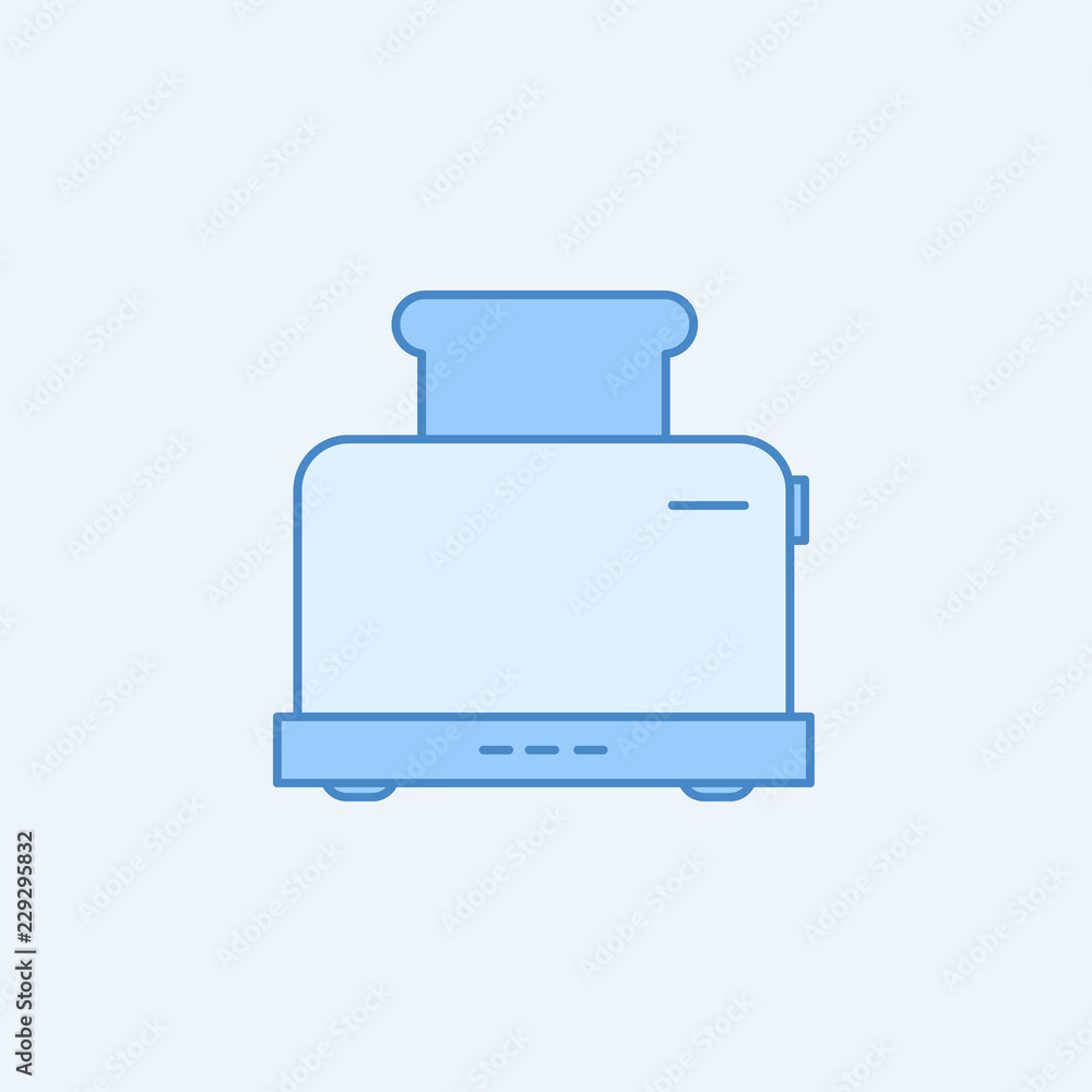 Toaster 2 colored line icon. Simple blue and white element illustration. Toaster concept outline symbol design from kitchen set Toaster 2 colored line icon. Simple blue and white element illustration. Toaster concept outline symbol design from kitchen set