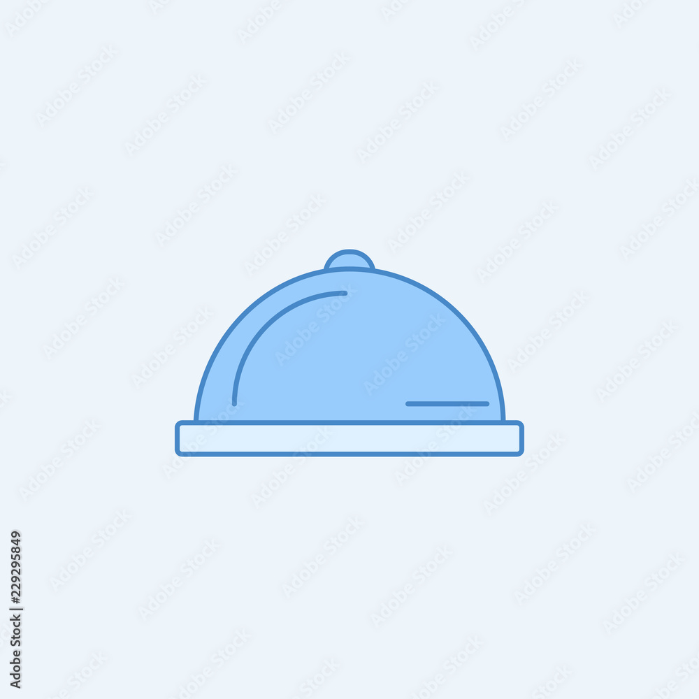 Restaurant Steel Serving Tray 2 colored line icon. Simple blue and white element illustration. Restaurant Steel Serving Tray concept outline symbol design from kitchen set Restaurant Steel Serving Tray 2 colored line icon. Simple blue and white element illustration. Restaurant Steel Serving Tray concept outline symbol design from kitchen set