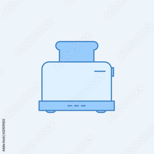 Toaster 2 colored line icon. Simple blue and white element illustration. Toaster concept outline symbol design from kitchen set