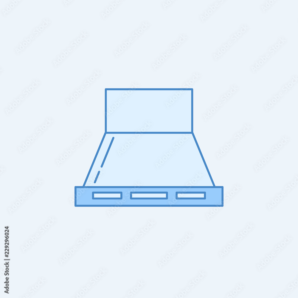 Hood 2 colored line icon. Simple blue and white element illustration. Hood concept outline symbol design from kitchen set Hood 2 colored line icon. Simple blue and white element illustration. Hood concept outline symbol design from kitchen set
