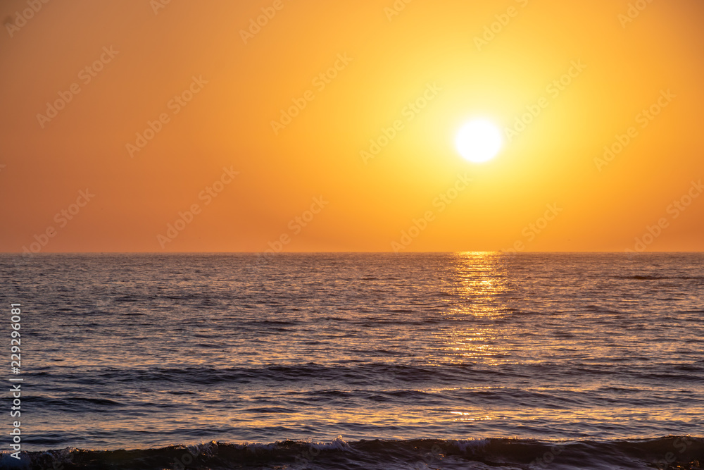 California ocean sunset from Santa Monica beach