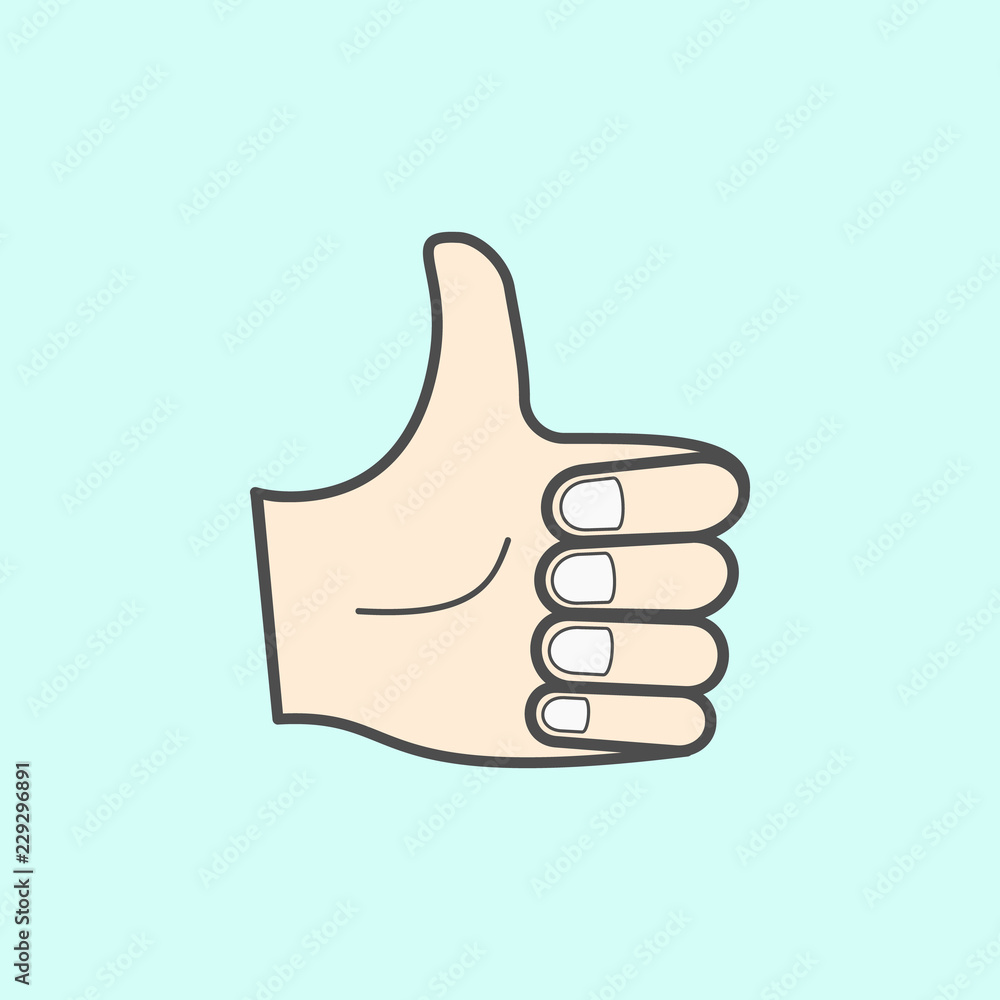 hand sign thumb up colored outline icon. One of the collection icons for websites, web design, mobile app hand sign thumb up colored outline icon. One of the collection icons for websites, web design, mobile app