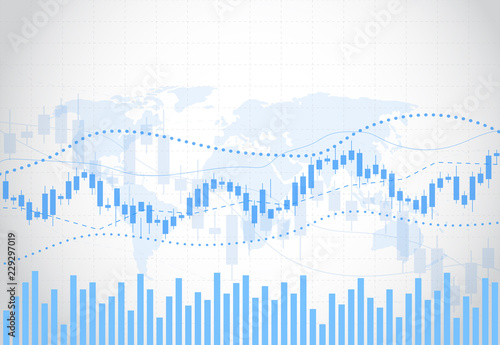 Business candle stick graph chart of stock market investment trading on dark background design. Bullish point, Trend of graph. Vector illustration