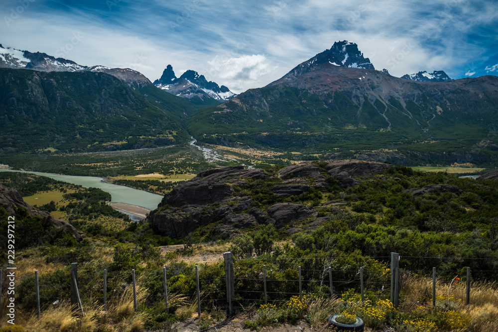 Mountains in Chilean Patagonia with sky