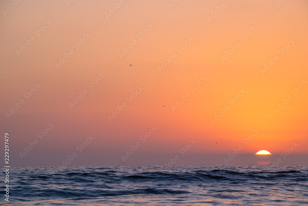 California ocean sunset from Santa Monica beach