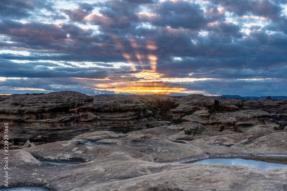 Sunset from Pothole Point, The Needles District, Canyonlands National Park, Utah