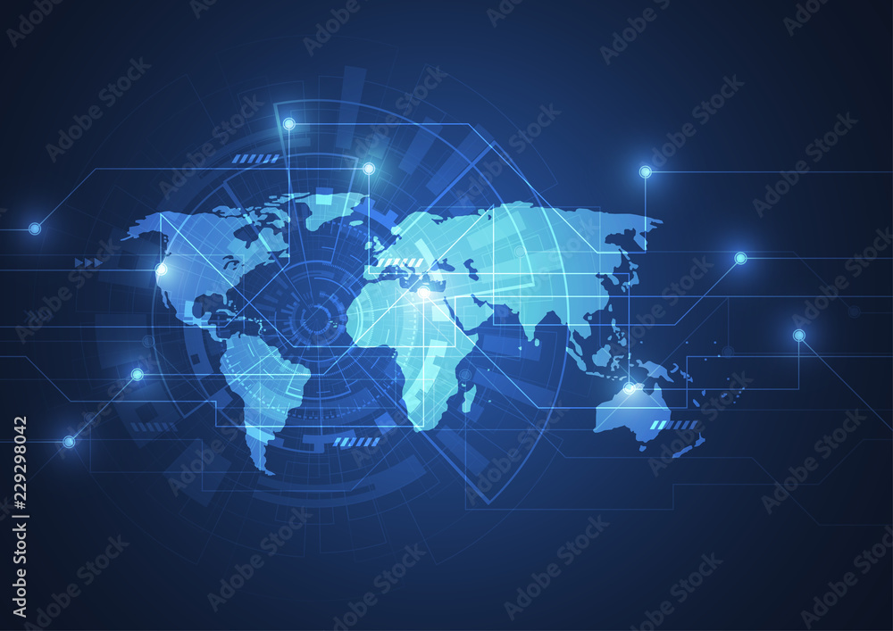 Global network connection. World map point and line composition concept of global business. Vector Illustration Global network connection. World map point and line composition concept of global business. Vector Illustration