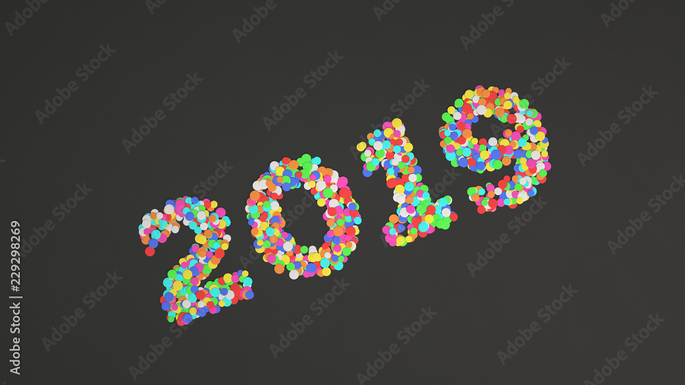 2019 number made from colorful confetti 2019 number made from colorful confetti