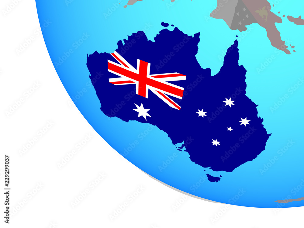 Australia with national flag on simple globe. Australia with national flag on simple globe.
