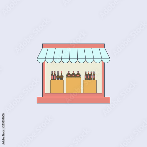 alcoholic beverage store colored outline icon. One of the collection icons for websites, web design, mobile app