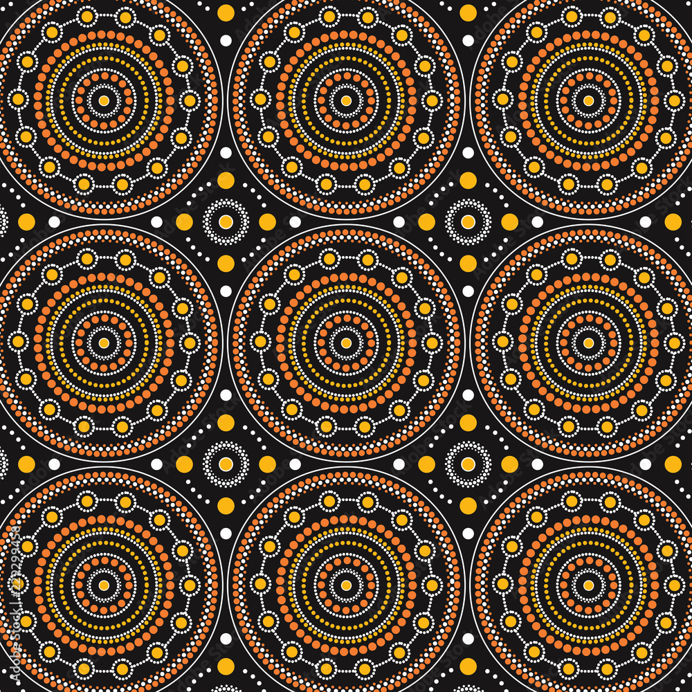 Aboriginal art vector seamless background. 