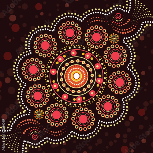 Aboriginal dot art vector background. © rashmisingh